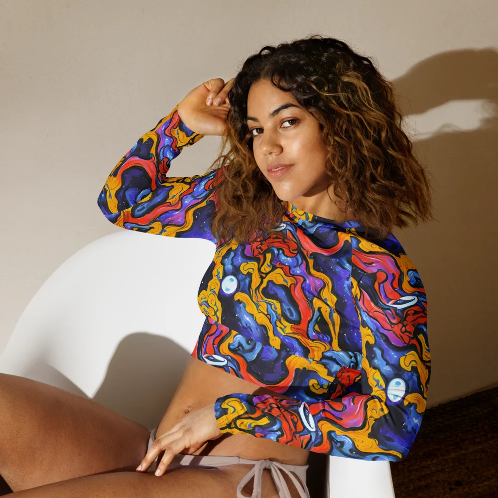 Midnight Mambo on Long Sleeve Crop Top — Left Front
