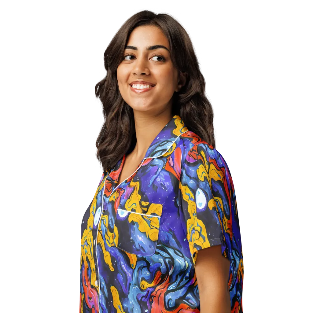 Midnight Mambo on Women's Short Sleeve Pajama Top — Left Front