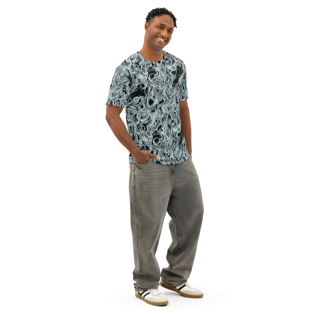 Void Cascade on Men's Cotton Crew Neck T-Shirt — Right Front