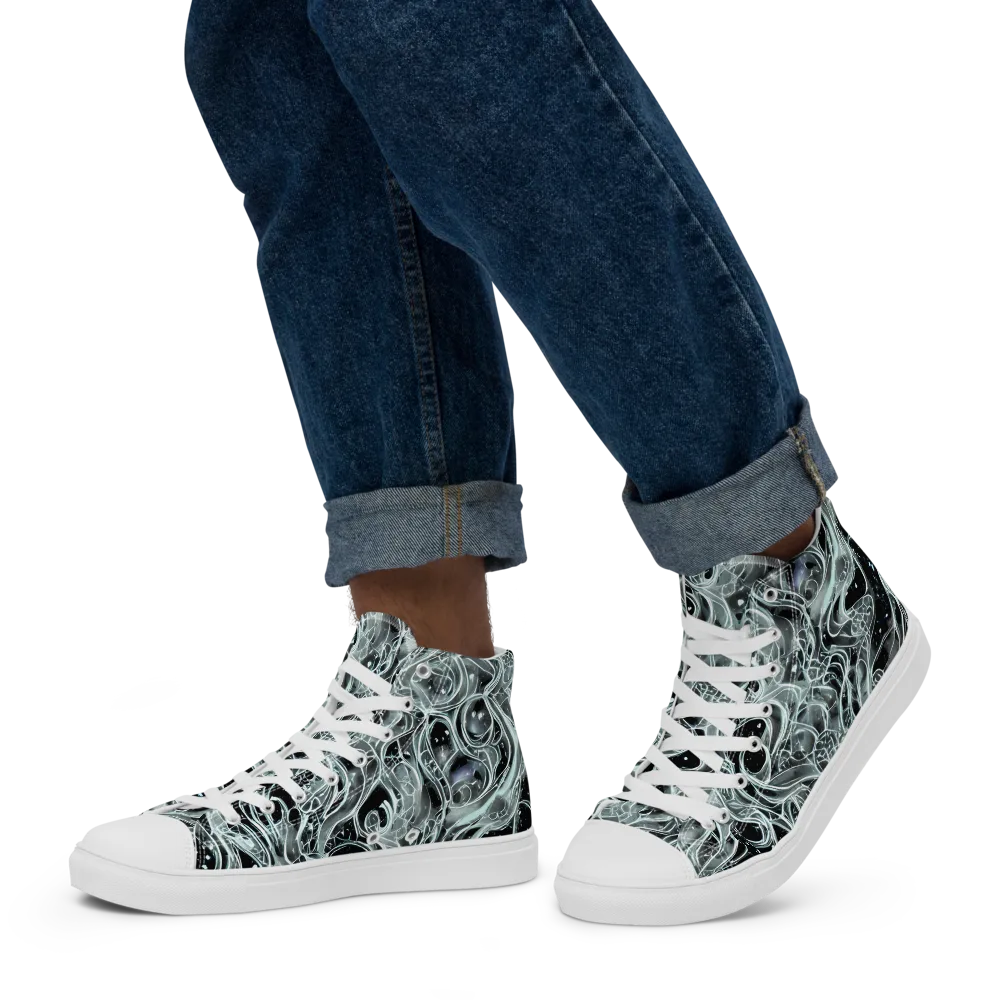 Void Cascade on Men's High Top Canvas Shoes — Left