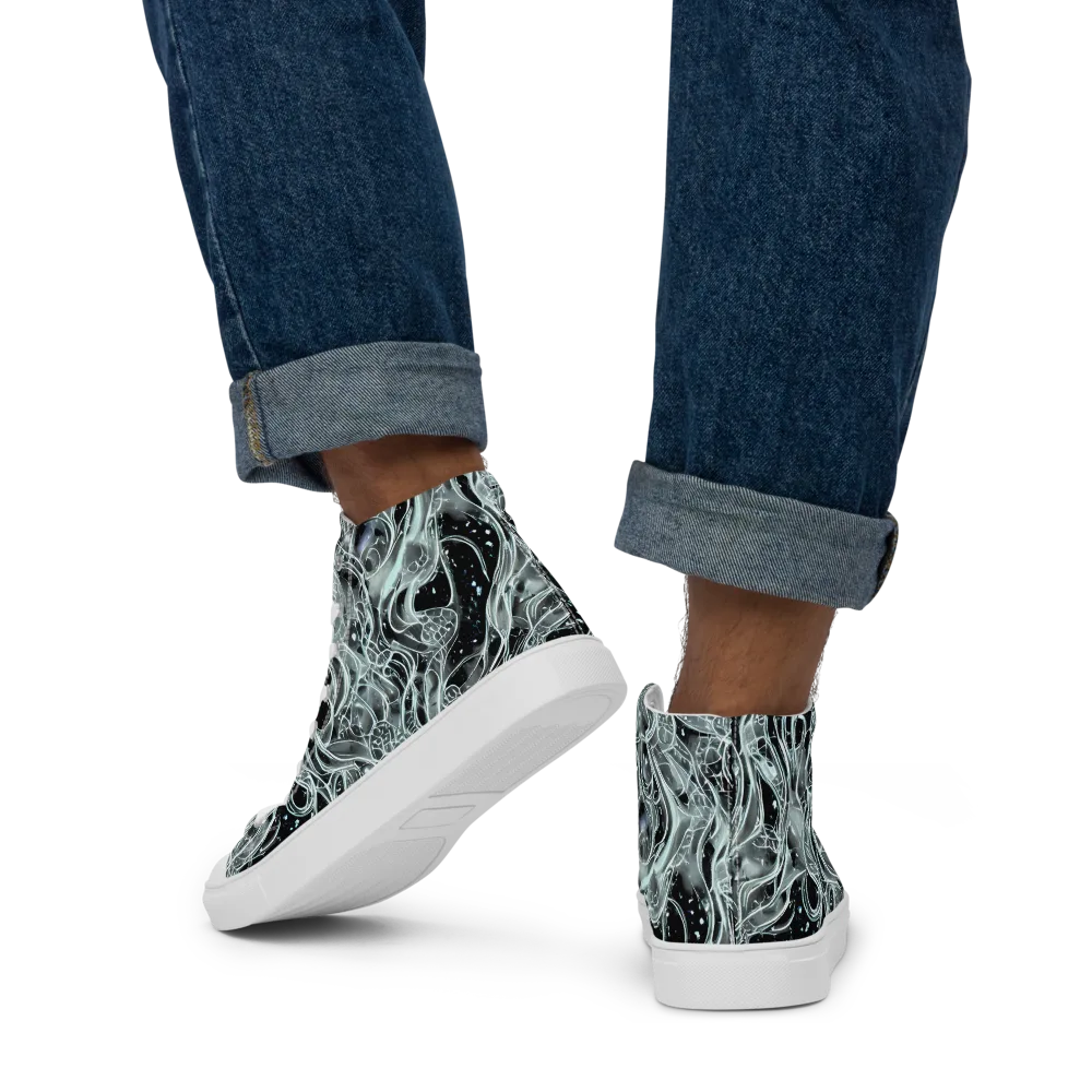 Void Cascade on Men's High Top Canvas Shoes — Back
