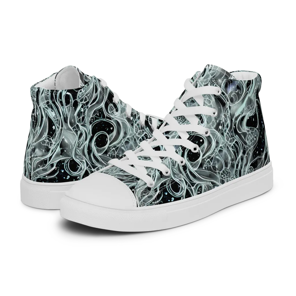 Void Cascade on Women's High Top Canvas Shoes — Left