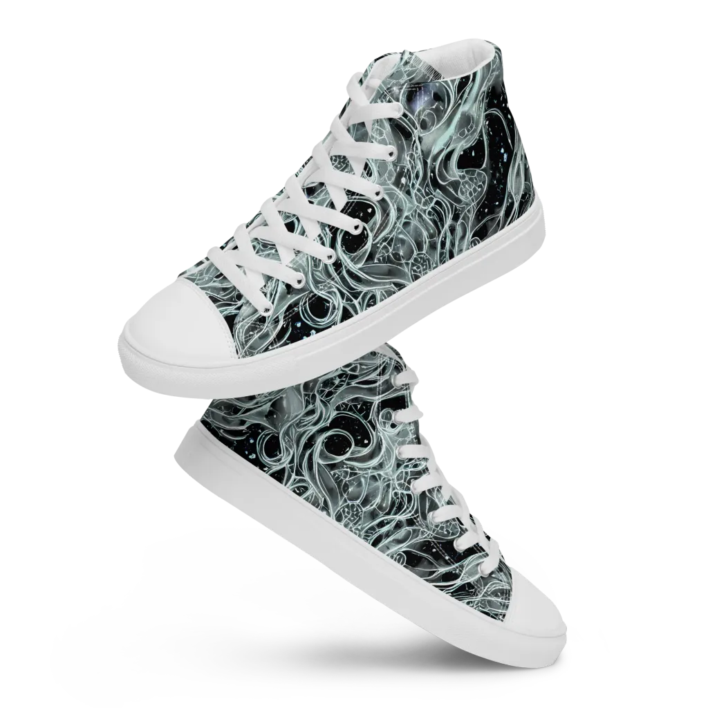 Void Cascade on Women's High Top Canvas Shoes — Front