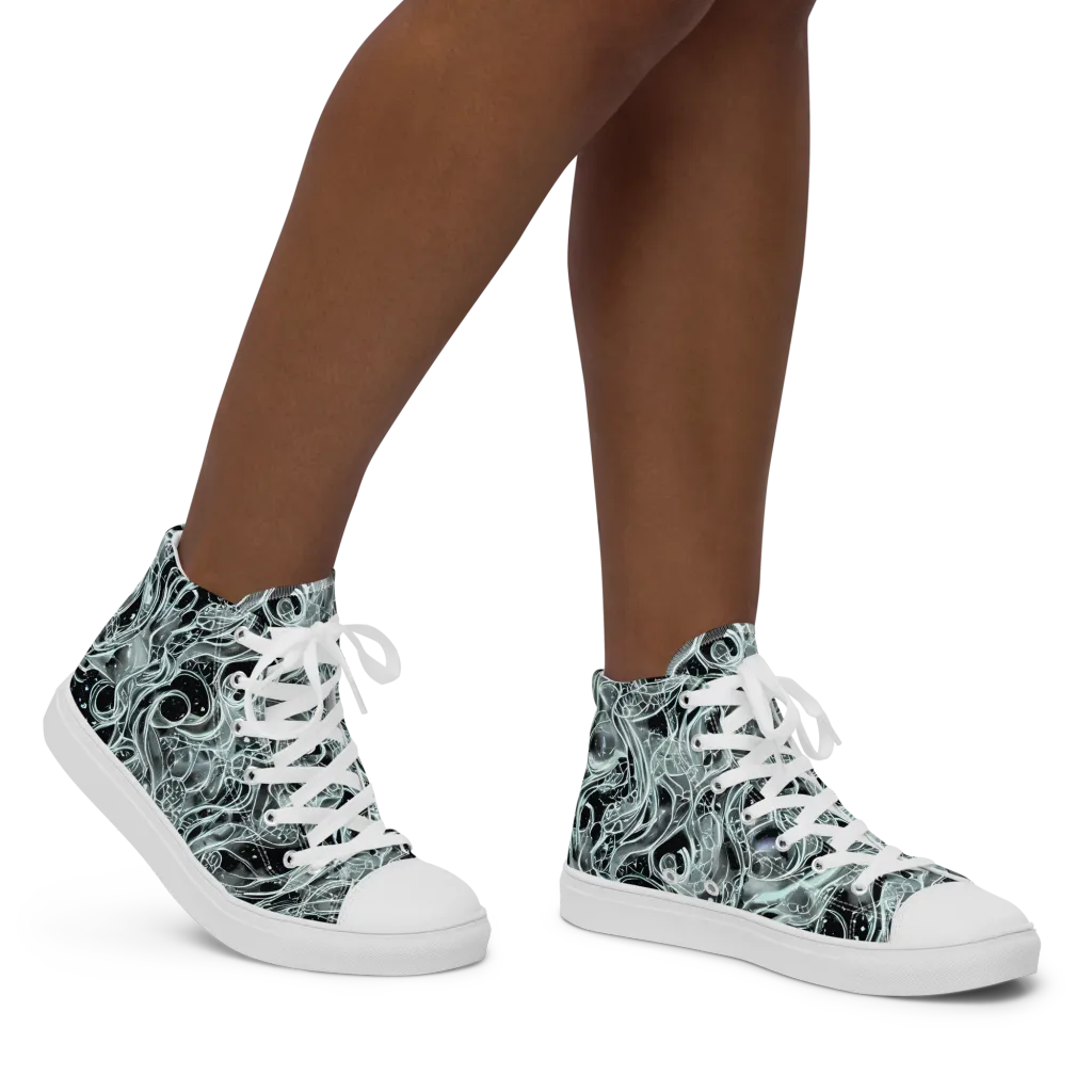 Void Cascade on Women's High Top Canvas Shoes — Right