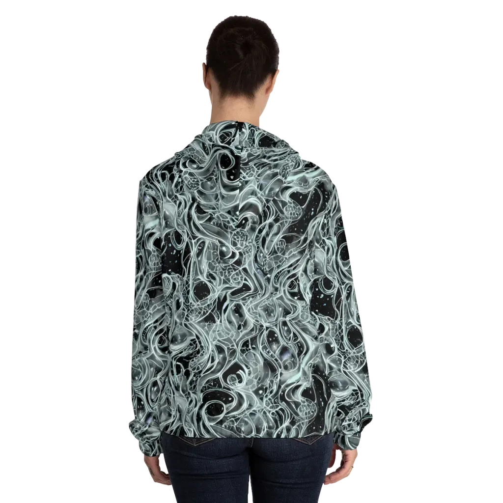 Void Cascade on Women's Full-Zip Hoodie — Back On Person