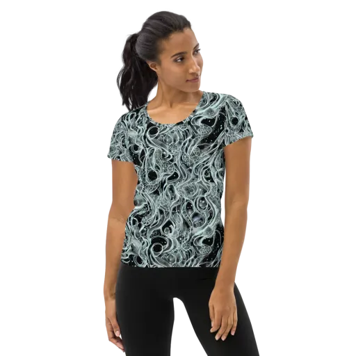 Void Cascade on a Women's Athletic T-Shirt