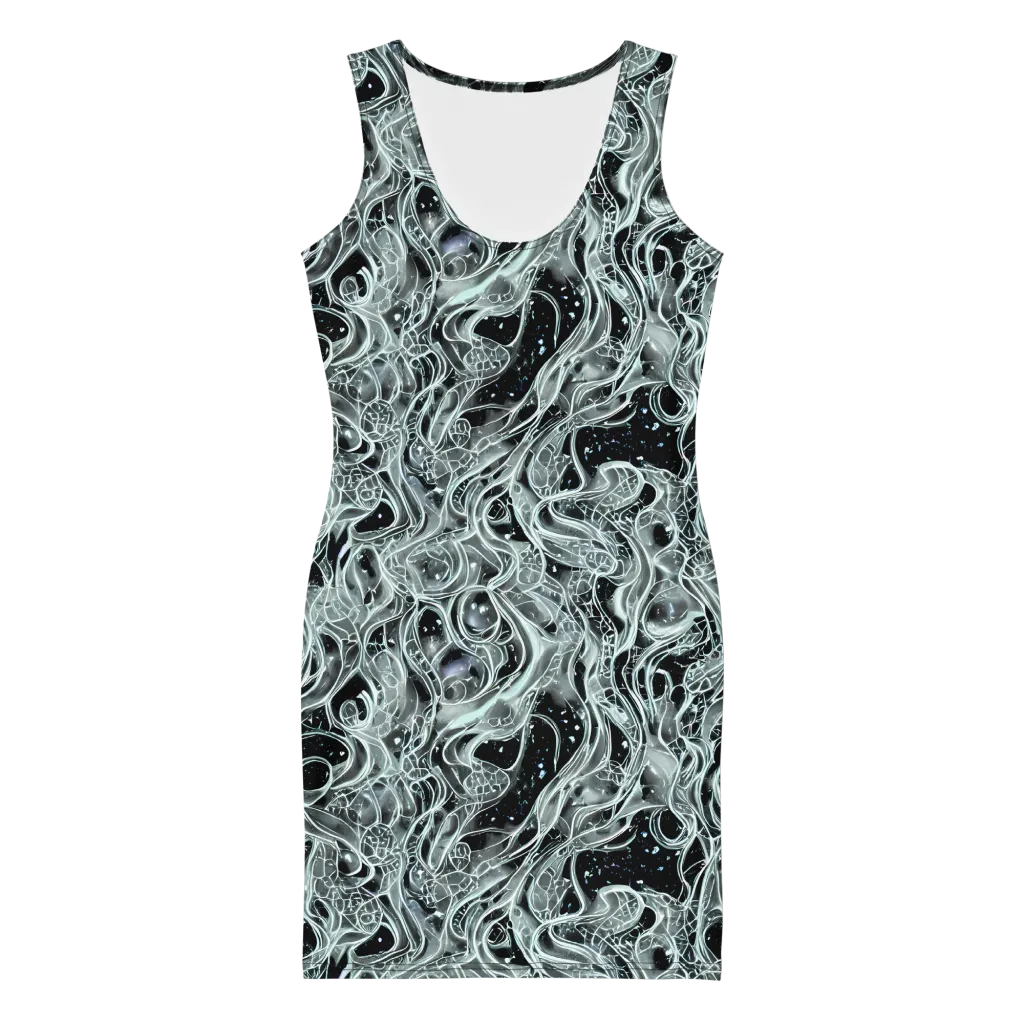 Void Cascade on Bodycon Dress — Front
