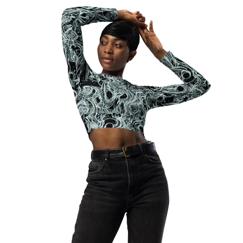 Void Cascade on Long Sleeve Crop Top — Front
