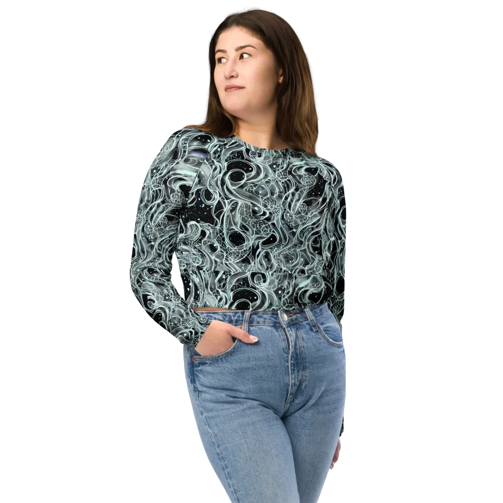 Void Cascade on Long Sleeve Crop Top — Front