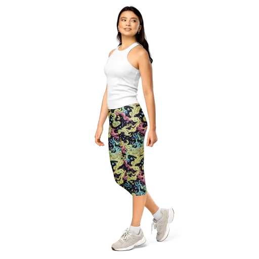 Neon Ink Tide on a Capri Leggings