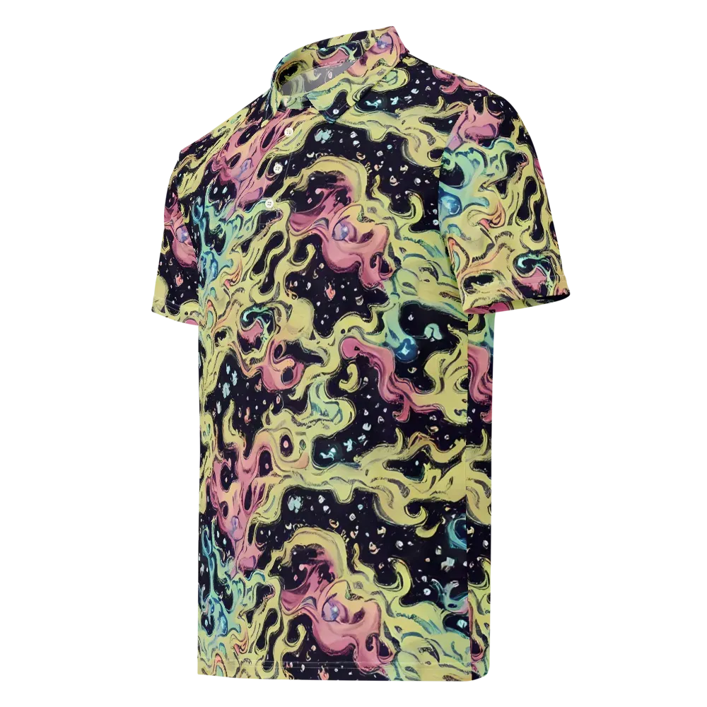 Neon Ink Tide on Men's Slim Fit Polo Shirt — Left Front