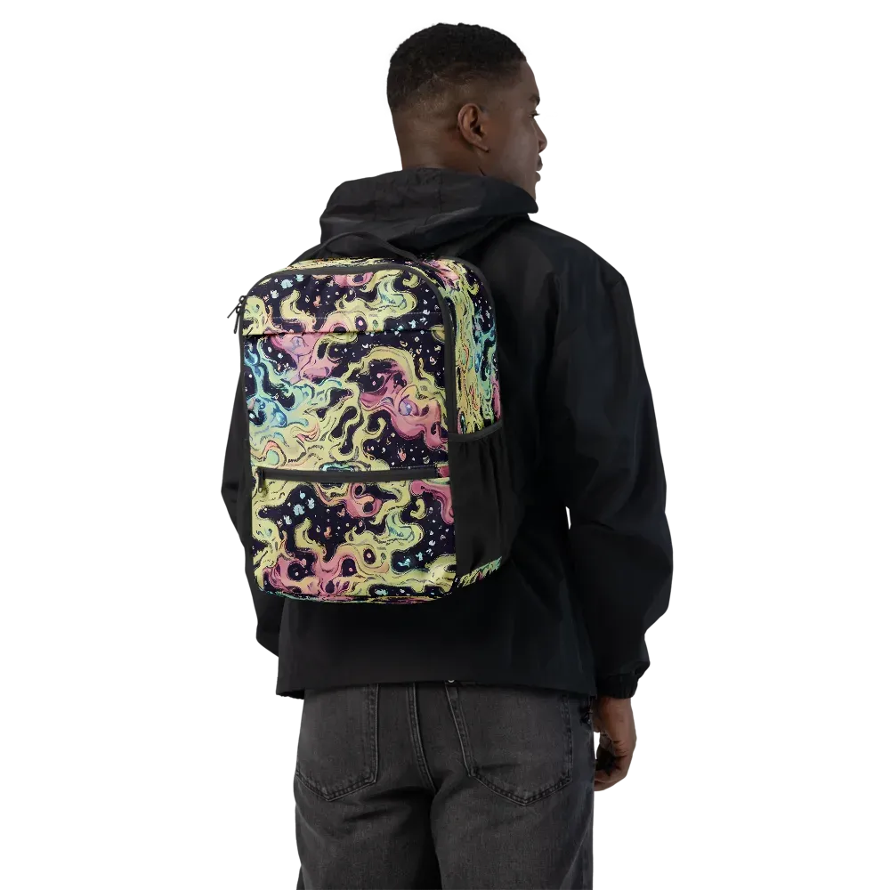 Neon Ink Tide on Utility Backpack — Back