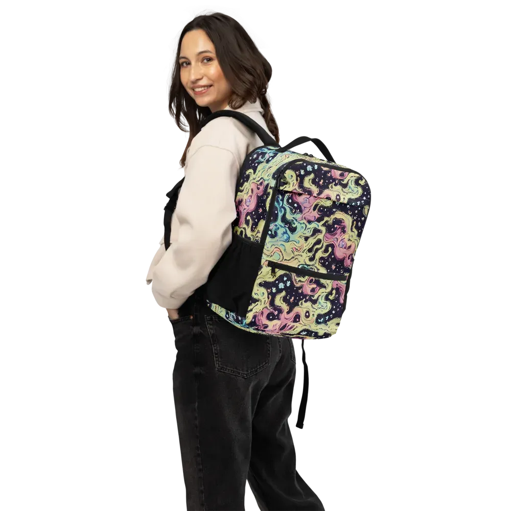 Neon Ink Tide on Utility Backpack — Back