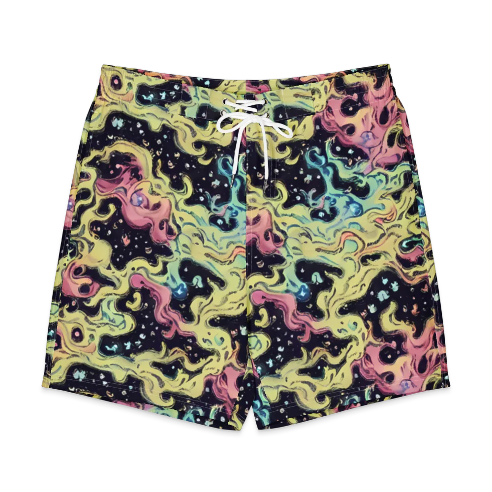 Neon Ink Tide on Men's Board Shorts — Front