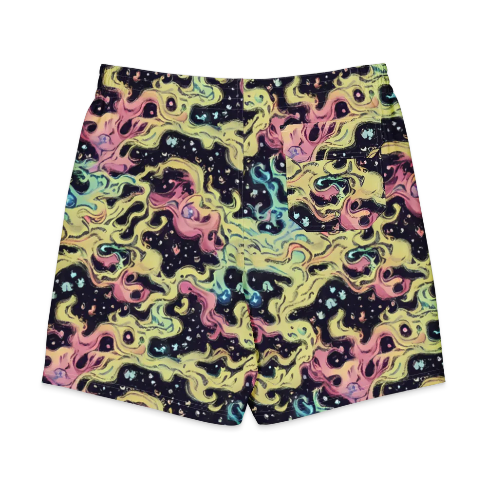 Neon Ink Tide on Men's Board Shorts — Back