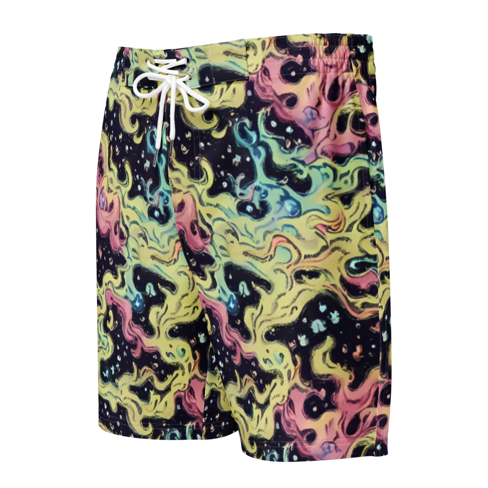 Neon Ink Tide on Men's Board Shorts — Front