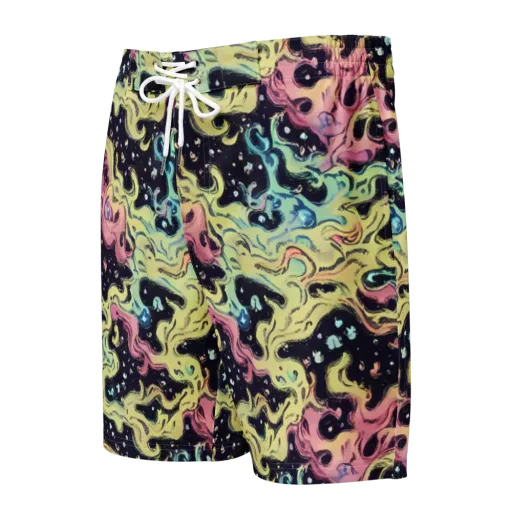 Neon Ink Tide on a Men's Board Shorts
