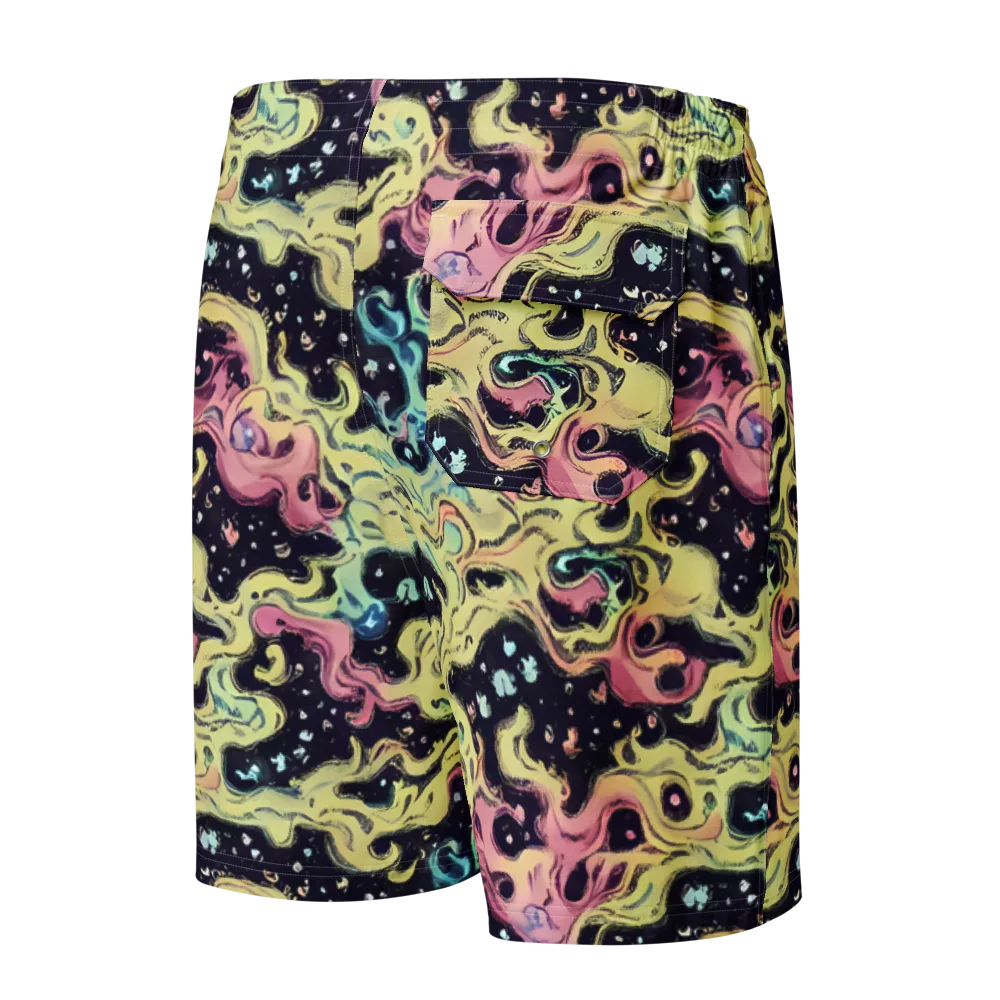 Neon Ink Tide on Men's Board Shorts — Back