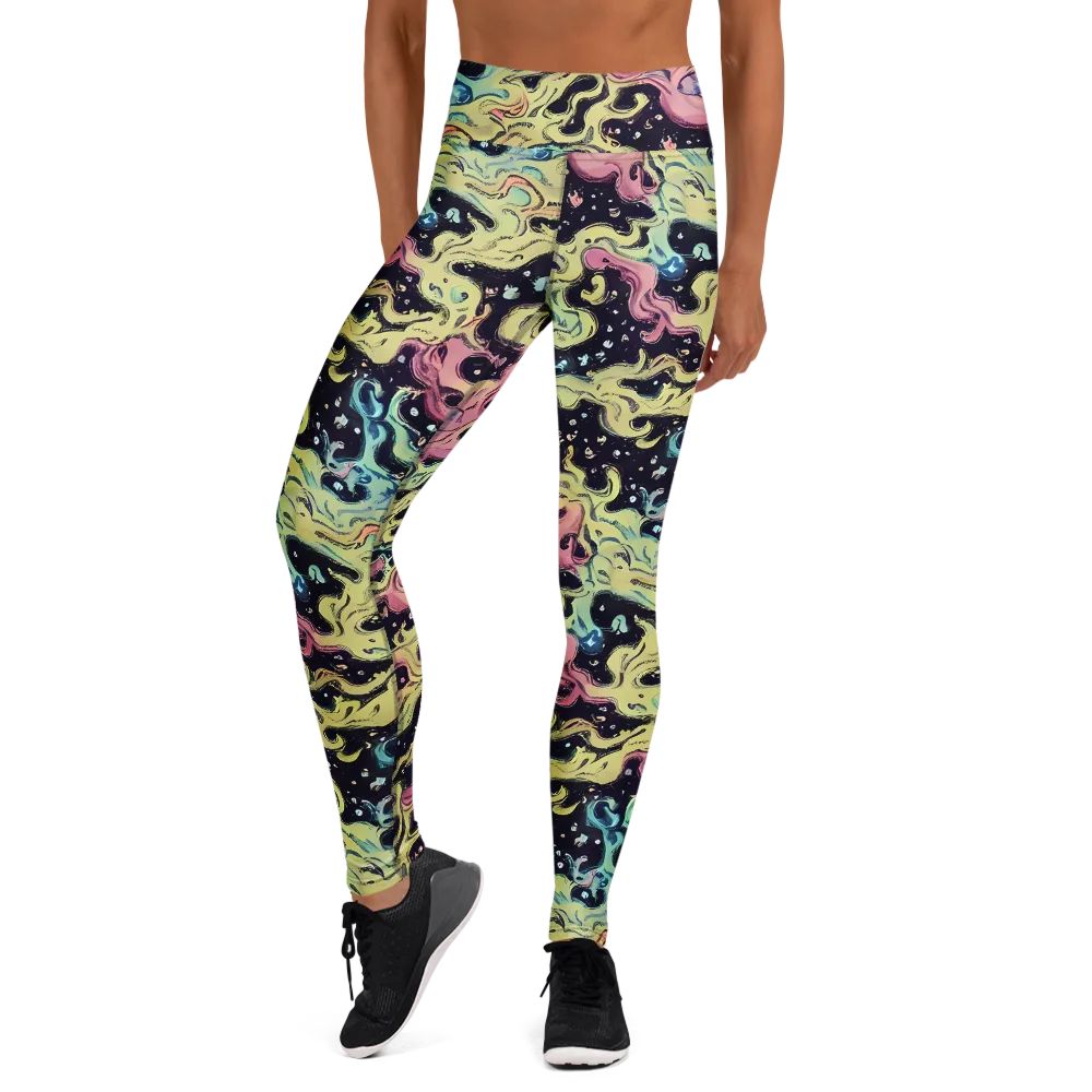Neon Ink Tide on Yoga Leggings — Front