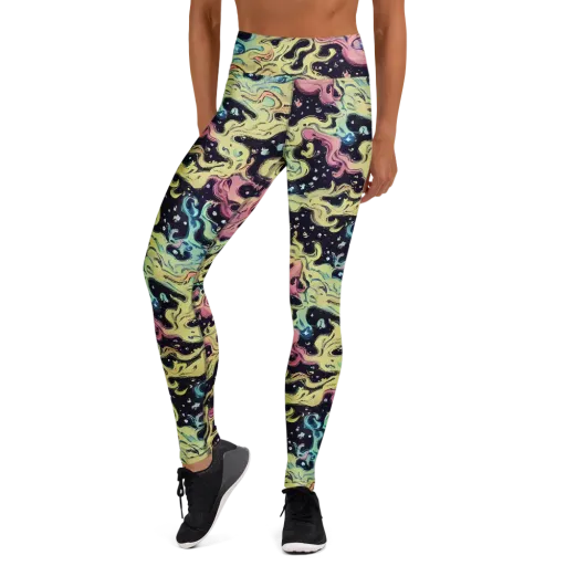 Neon Ink Tide on a Yoga Leggings
