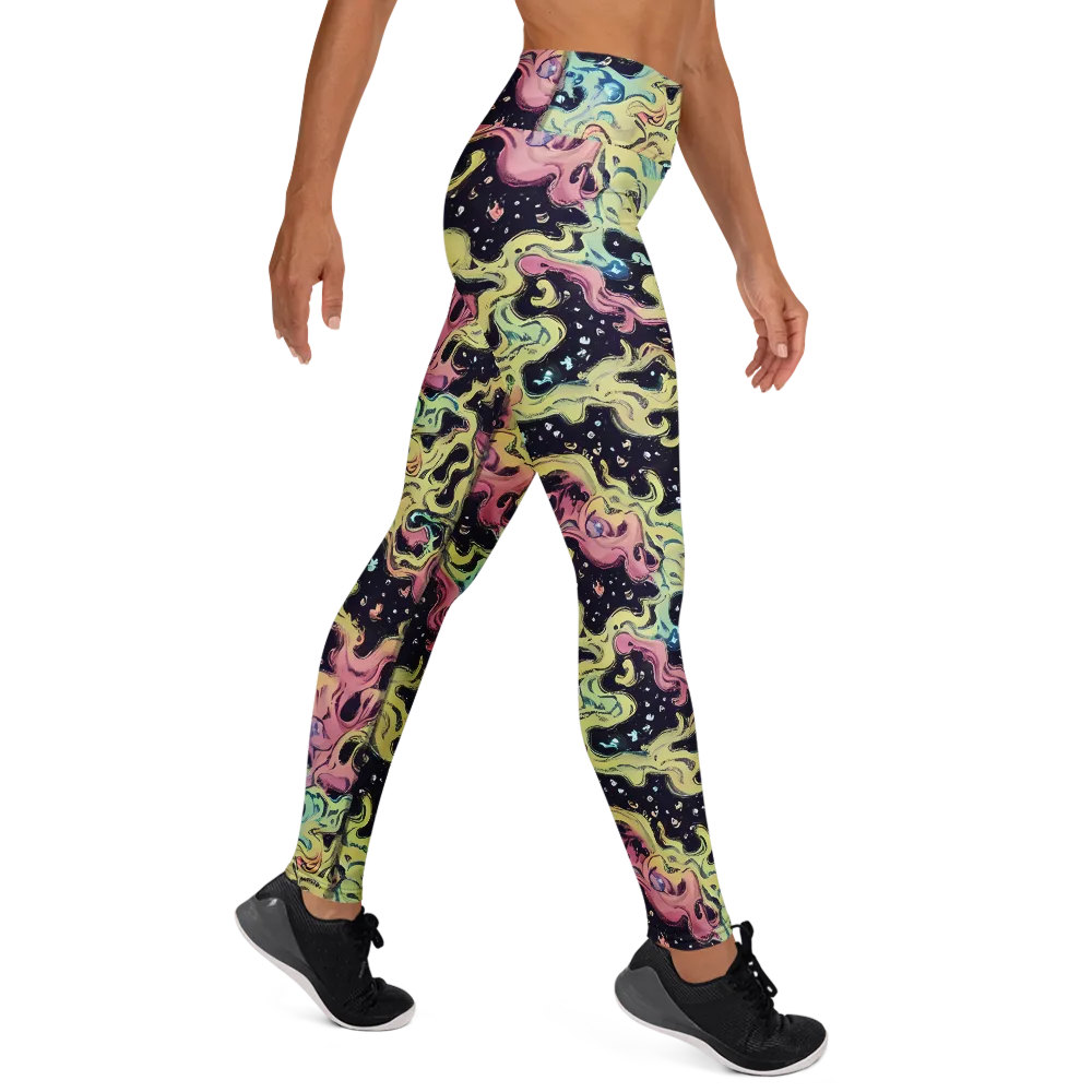 Neon Ink Tide on Yoga Leggings — Right