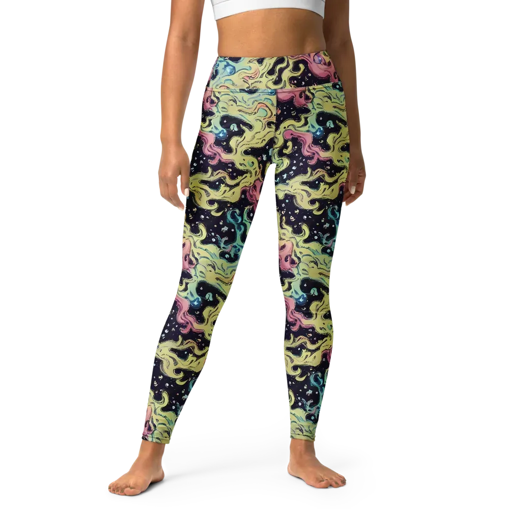 Neon Ink Tide on Yoga Leggings — Front