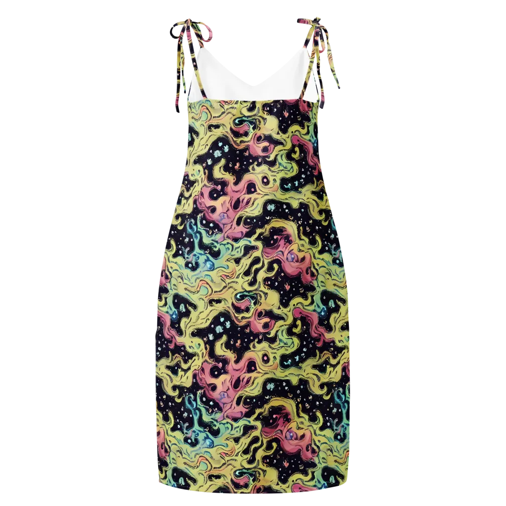 Neon Ink Tide on Slip Dress — Back