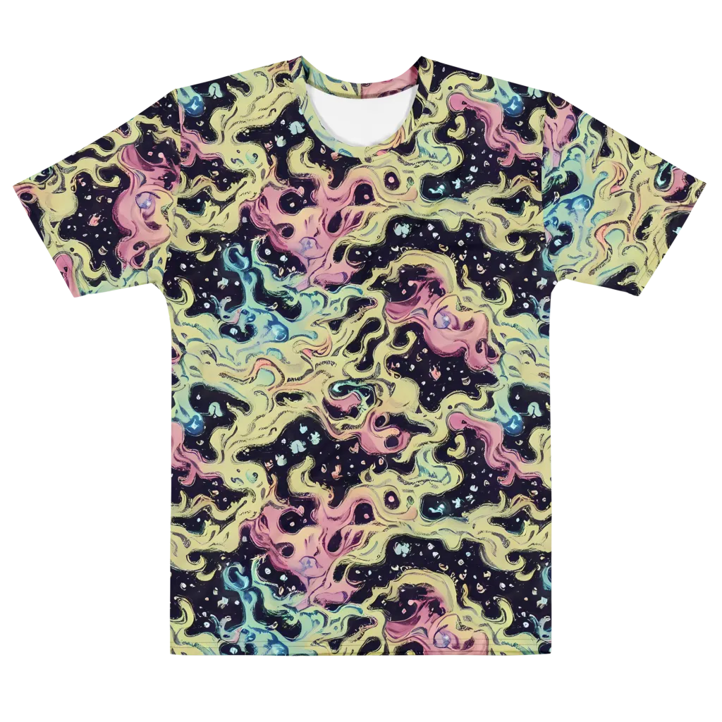 Neon Ink Tide on Men's Cotton Crew Neck T-Shirt — Front