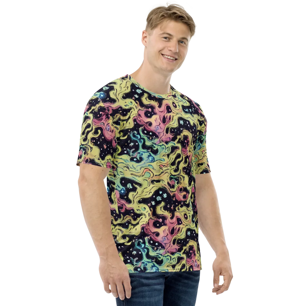 Neon Ink Tide on Men's Crew Neck T-Shirt — Right