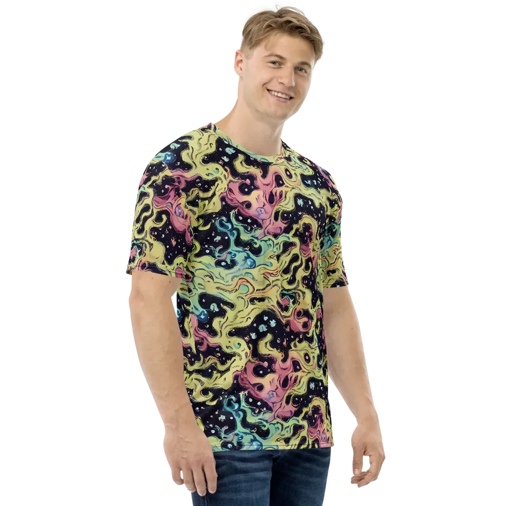 Neon Ink Tide on Men's Crew Neck T-Shirt — Right