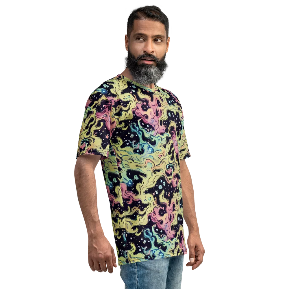 Neon Ink Tide on Men's Crew Neck T-Shirt — Right