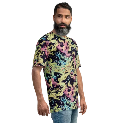 Neon Ink Tide on a Men's Crew Neck T-Shirt