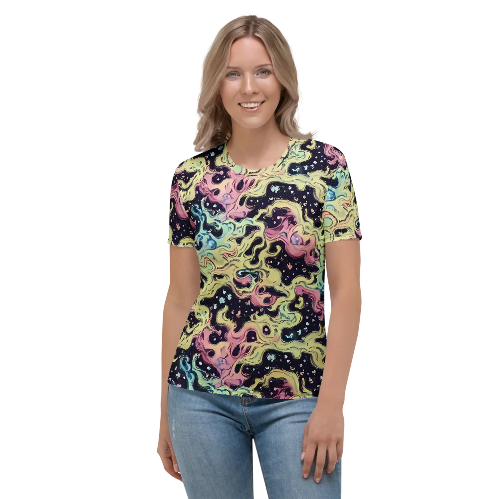 Neon Ink Tide on Women's Crew Neck T-Shirt — Front