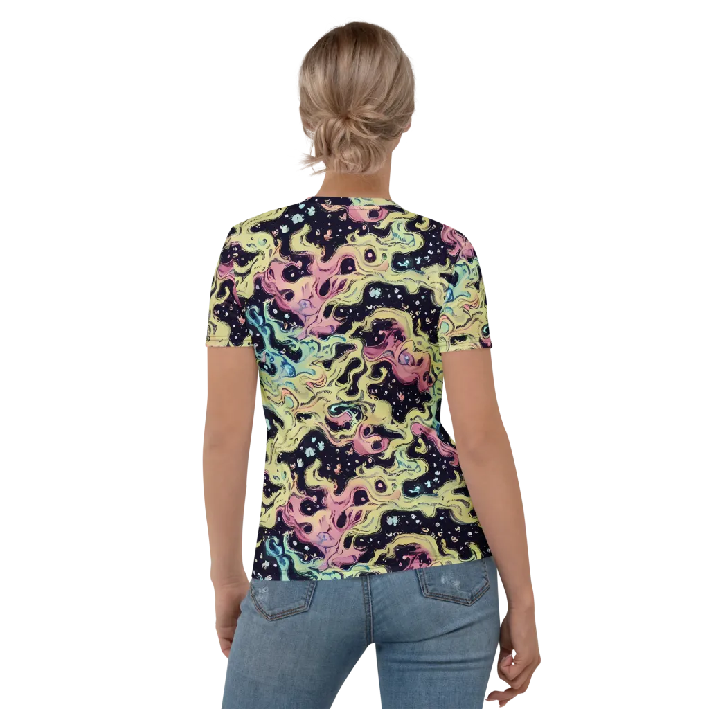 Neon Ink Tide on Women's Crew Neck T-Shirt — Back
