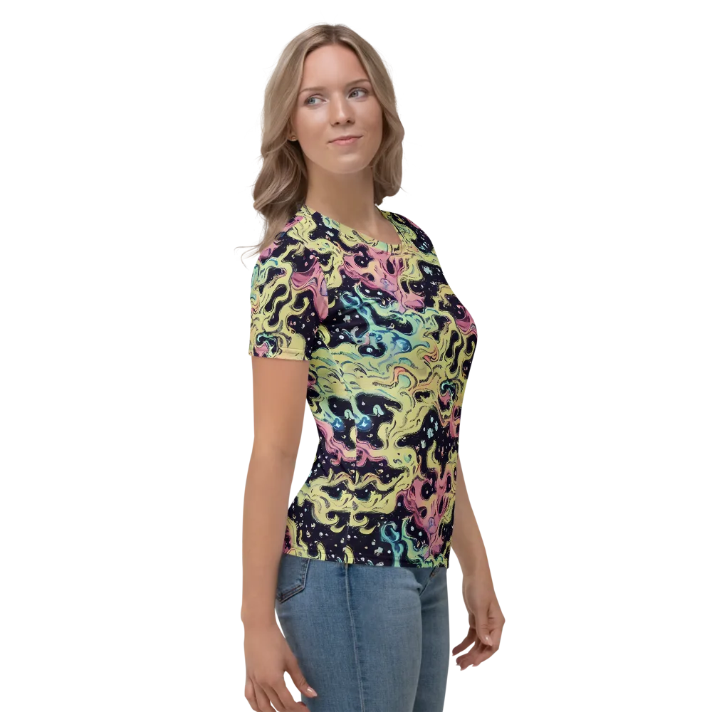 Neon Ink Tide on Women's Crew Neck T-Shirt — Right