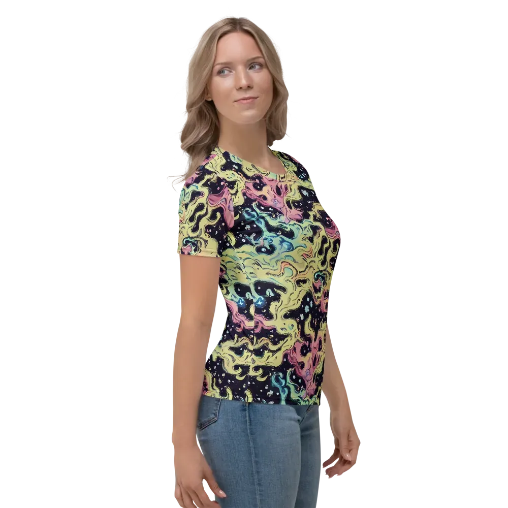 Neon Ink Tide on Women's Crew Neck T-Shirt — Right