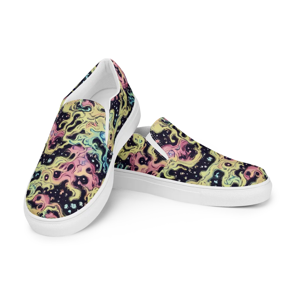 Neon Ink Tide on Men's Slip-On Canvas Shoes — Left Front