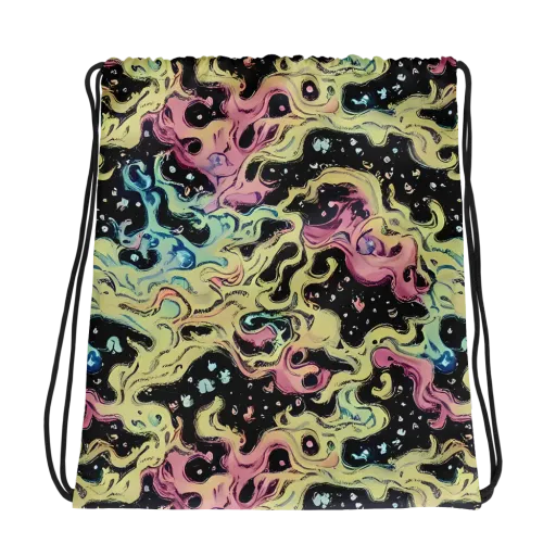 Neon Ink Tide on a Drawstring Bag