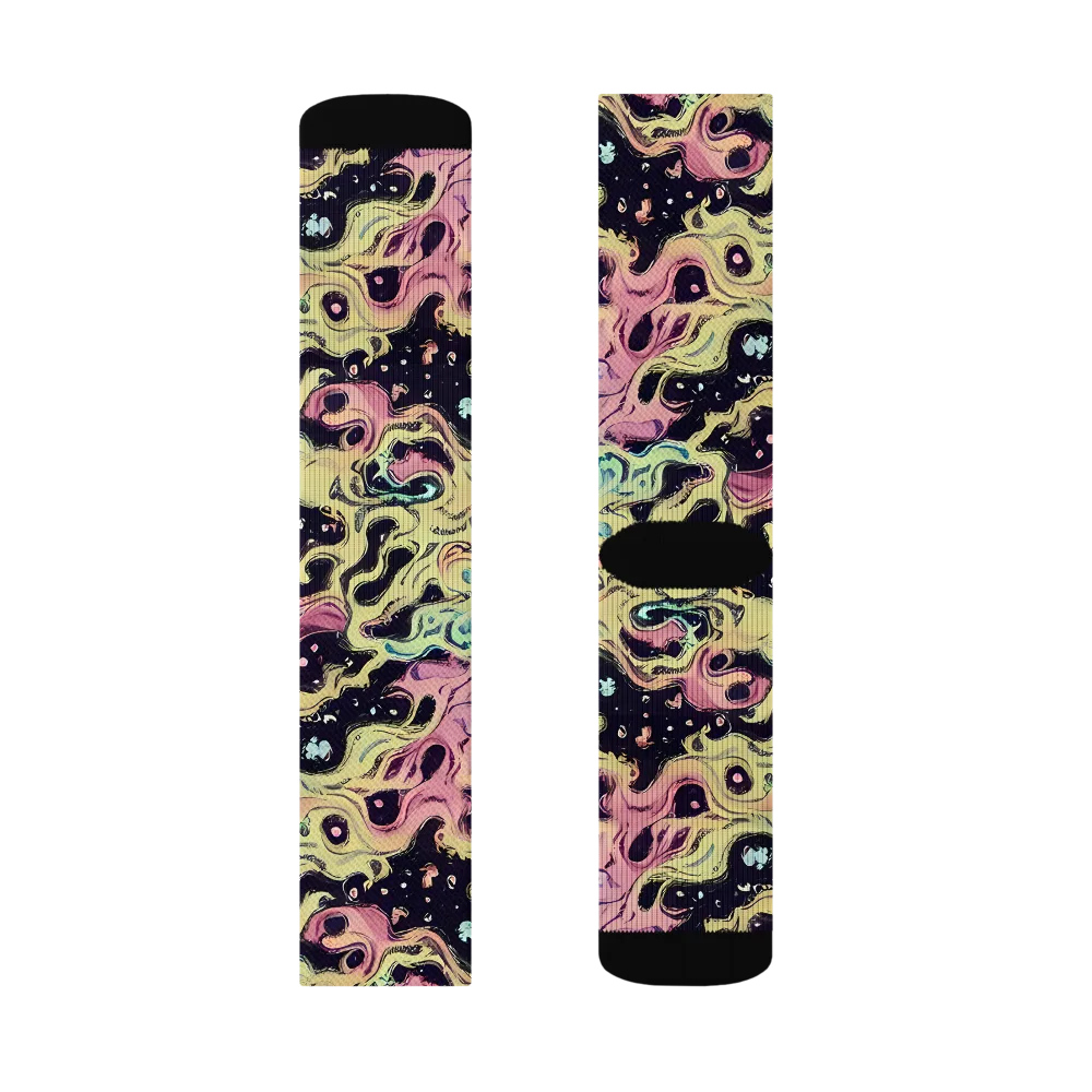 Neon Ink Tide on Socks — Left Sock