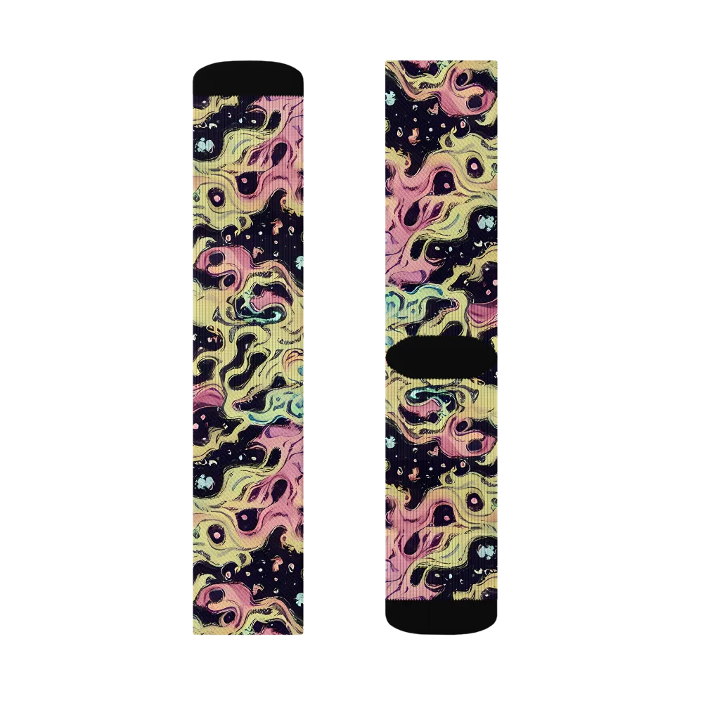 Neon Ink Tide on Socks — Right Sock