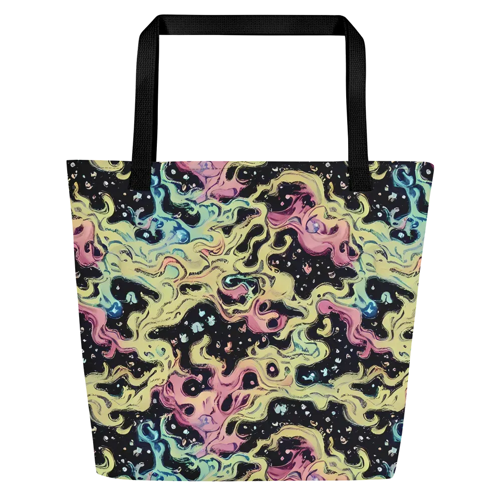 Neon Ink Tide on Large Tote Bag W/ Pocket — Front