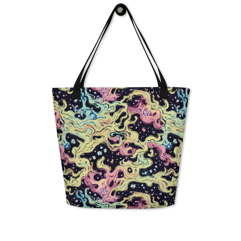 Neon Ink Tide on Large Tote Bag W/ Pocket — Front