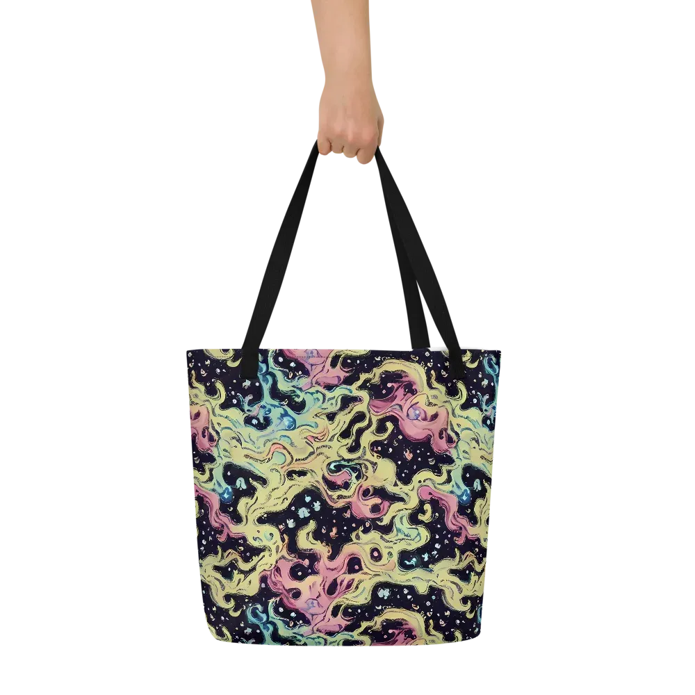 Neon Ink Tide on Large Tote Bag W/ Pocket — Front
