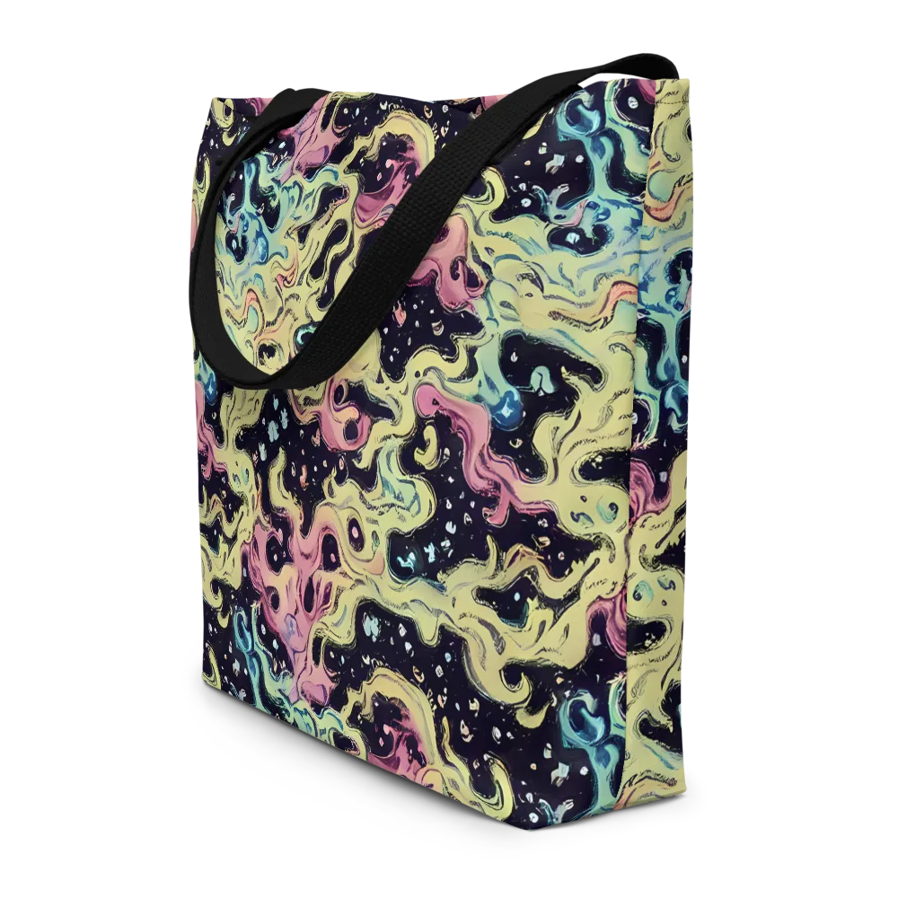 Neon Ink Tide on Large Tote Bag W/ Pocket — Front