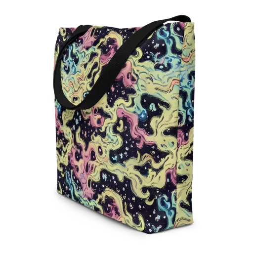 Neon Ink Tide on a Large Tote Bag W/ Pocket