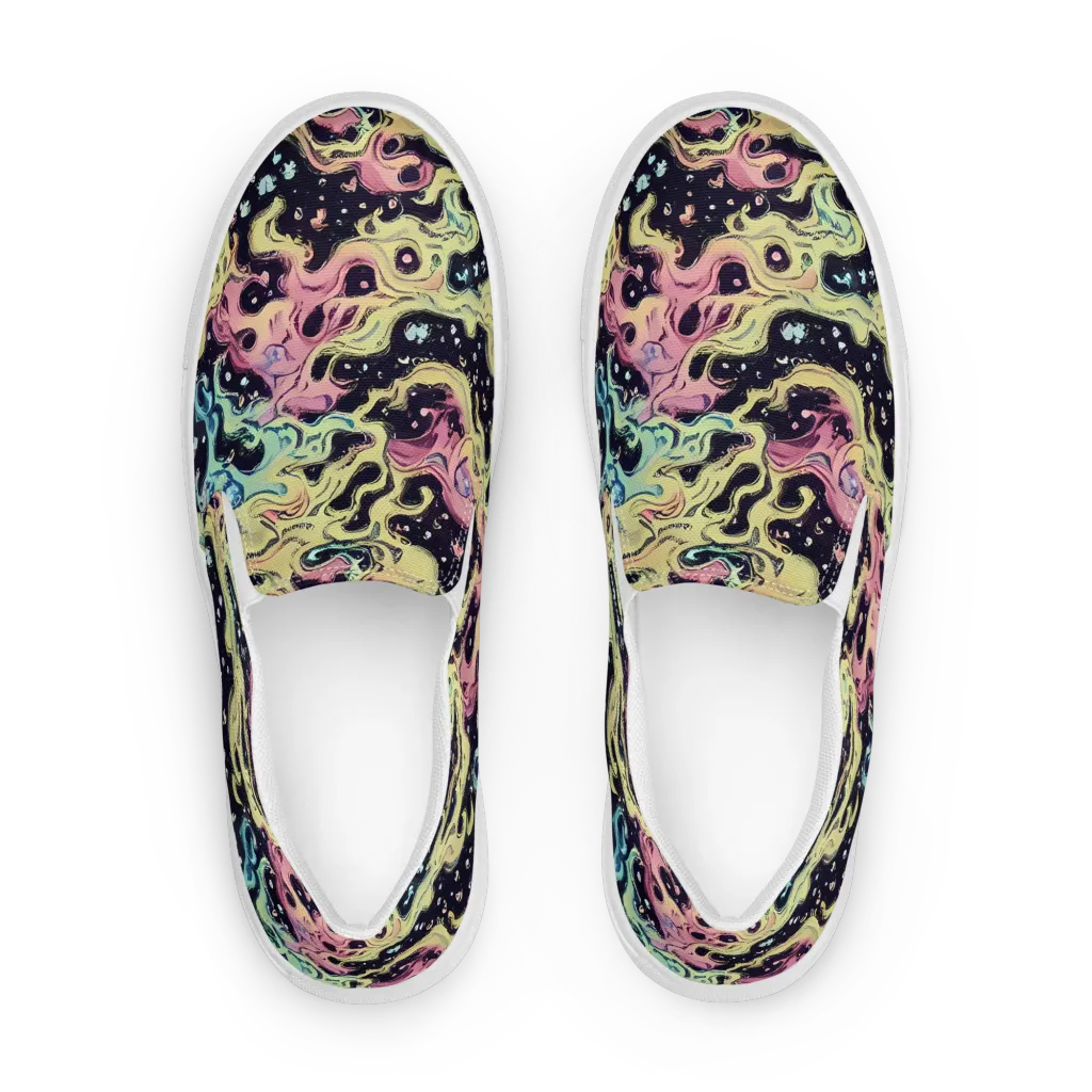 Neon Ink Tide on Women's Slip-On Canvas Shoes — Front