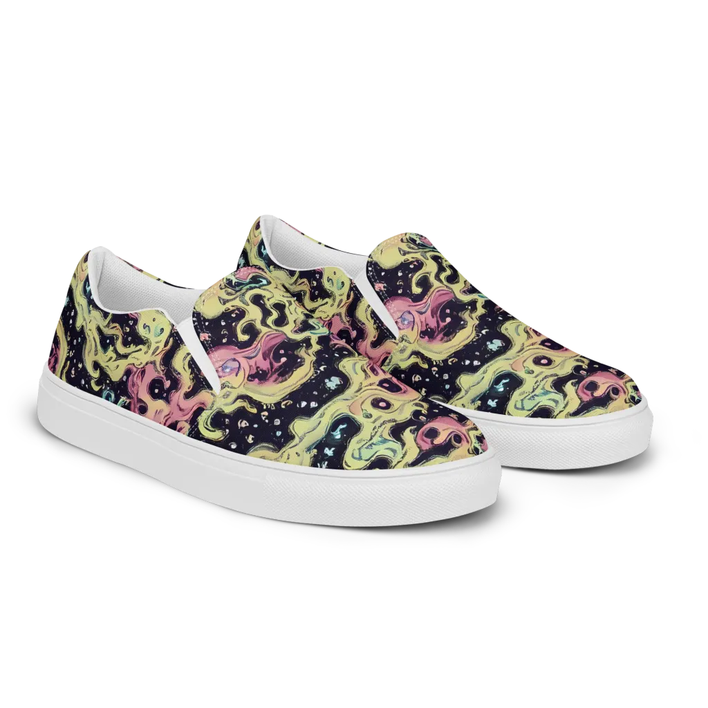 Neon Ink Tide on Women's Slip-On Canvas Shoes — Right Front