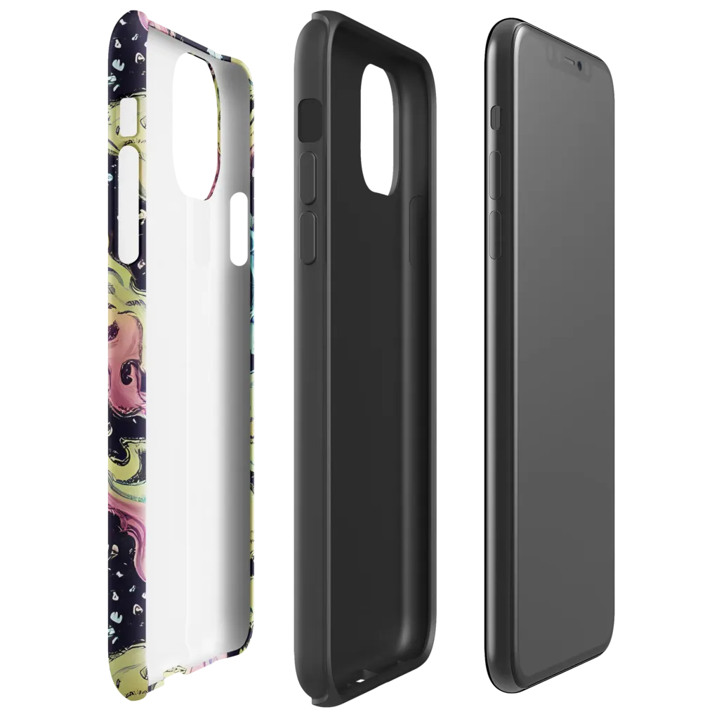 Neon Ink Tide on Tough Case for iPhone® — Right