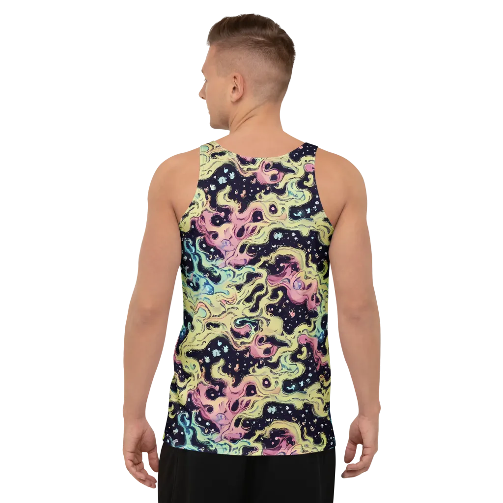 Neon Ink Tide on Men's Tank Top — Back