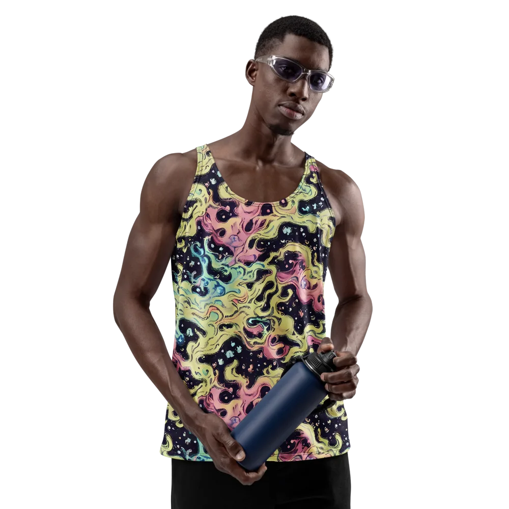 Neon Ink Tide on Men's Tank Top — Front